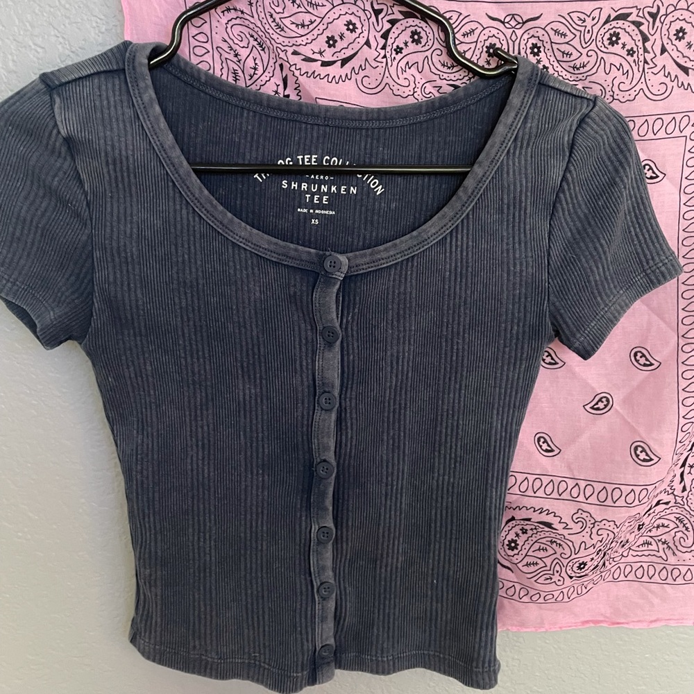 Aero blue button up top
